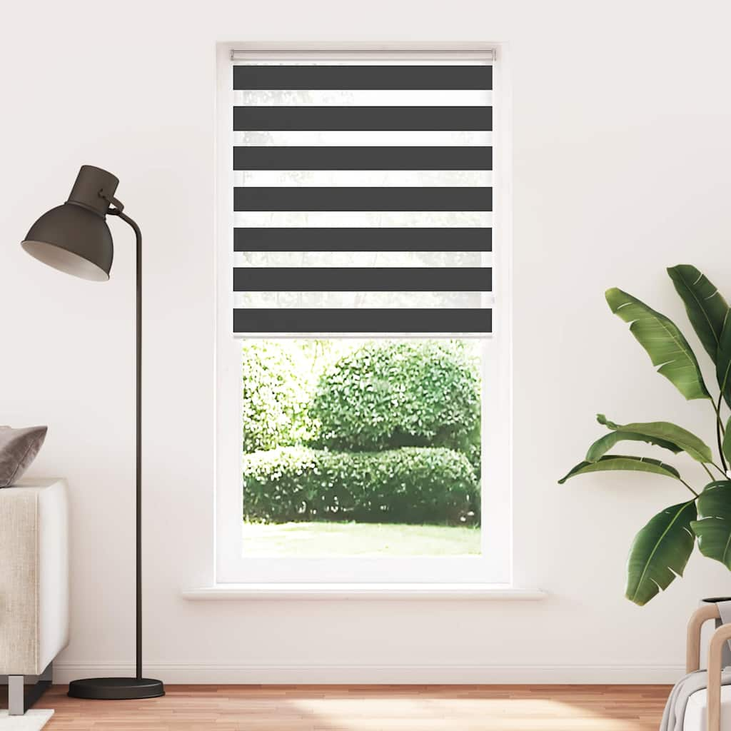 vidaXL Zebra Blind Black 100x230 cm Fabric Width 95.9 cm Polyester