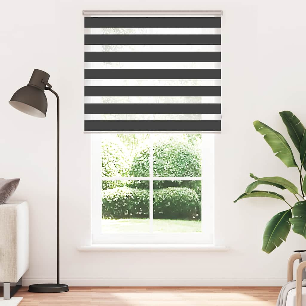 vidaXL Zebra Blind Black 135x230 cm Fabric Width 130.9 cm Polyester