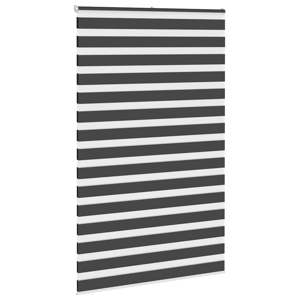 vidaXL Zebra Blind Black 145x230 cm Fabric Width 140.9 cm Polyester