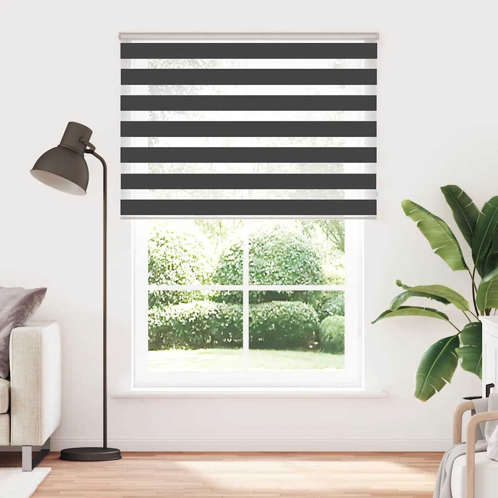 vidaXL Zebra Blind Black 165x230 cm Fabric Width 160.9 cm Polyester