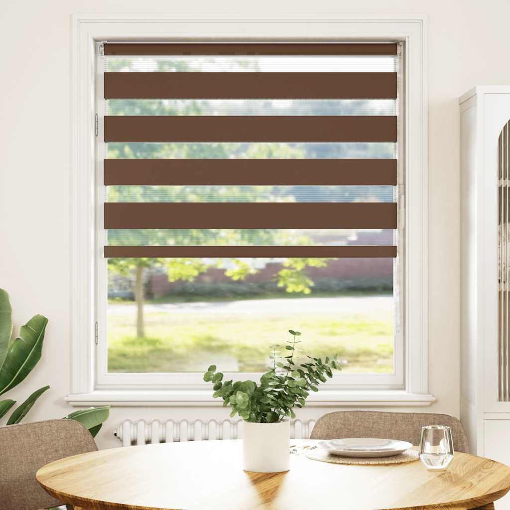 vidaXL Zebra Blind Brown 100x100 cm Fabric Width 95.9 cm Polyester