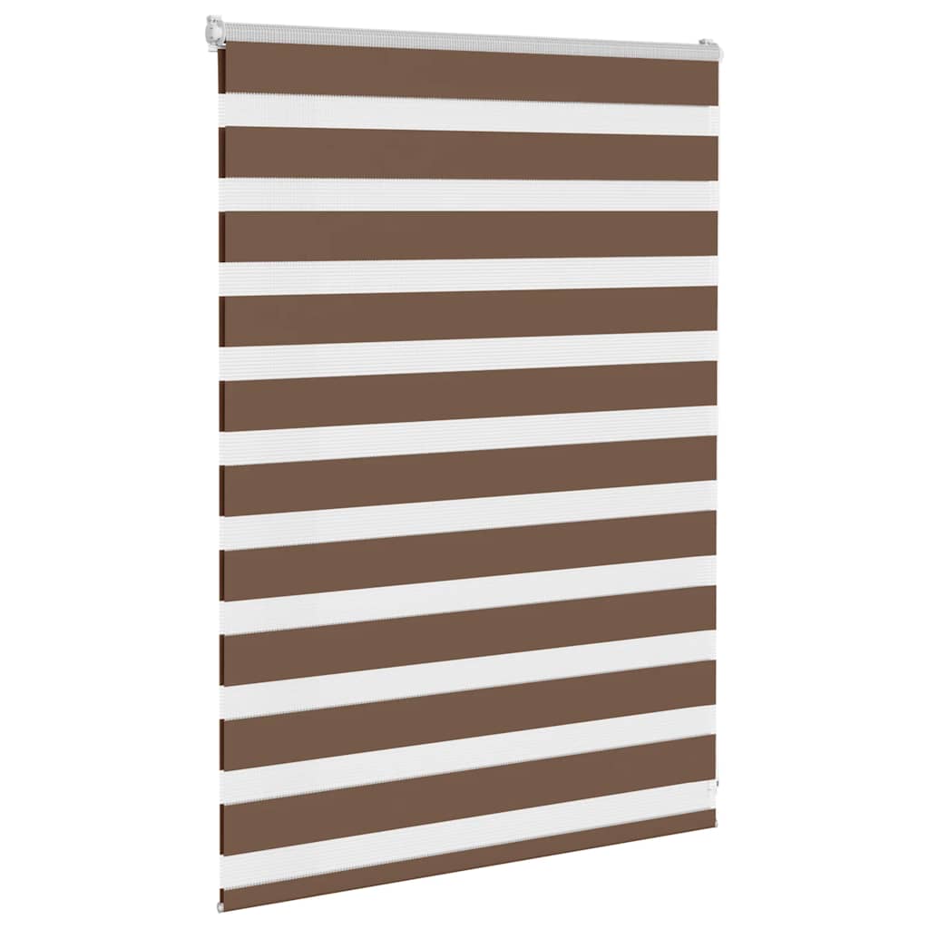 vidaXL Zebra Blind Brown 110x100 cm Fabric Width 105.9 cm Polyester