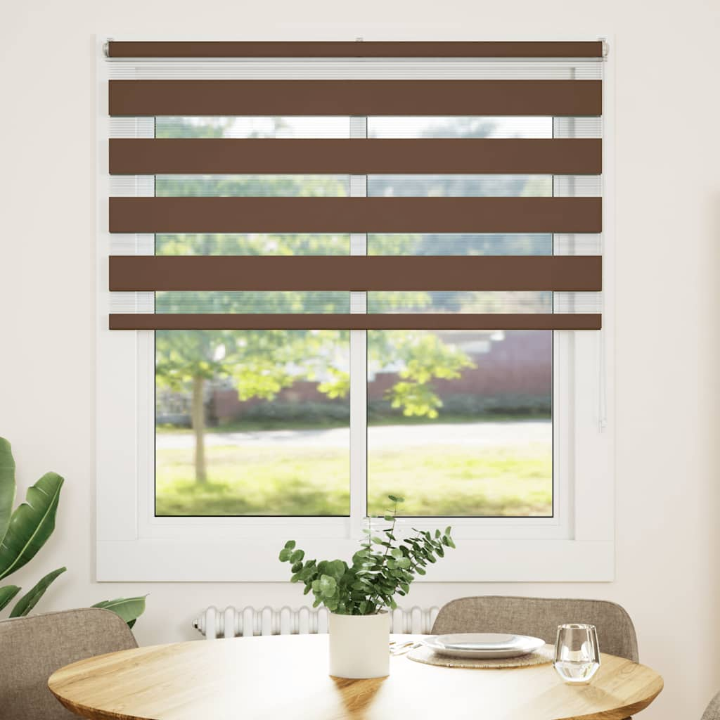 vidaXL Zebra Blind Brown 120x100 cm Fabric Width 115.9 cm Polyester