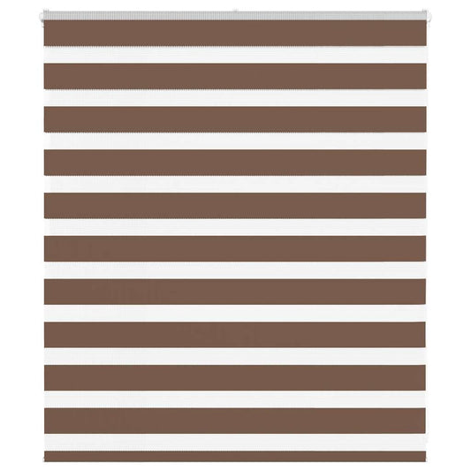 vidaXL Zebra Blind Brown 135x100 cm Fabric Width 130.9 cm Polyester