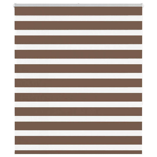 vidaXL Zebra Blind Brown 125x150 cm Fabric Width 120.9 cm Polyester