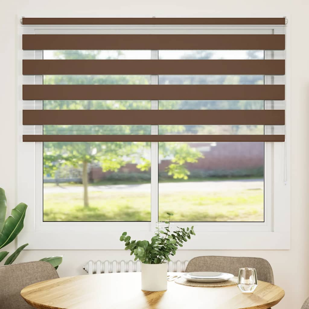 vidaXL Zebra Blind Brown 160x150 cm Fabric Width 155.9 cm Polyester