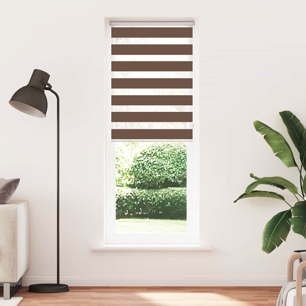 vidaXL Zebra Blind Brown 70x200 cm Fabric Width 65.9 cm Polyester