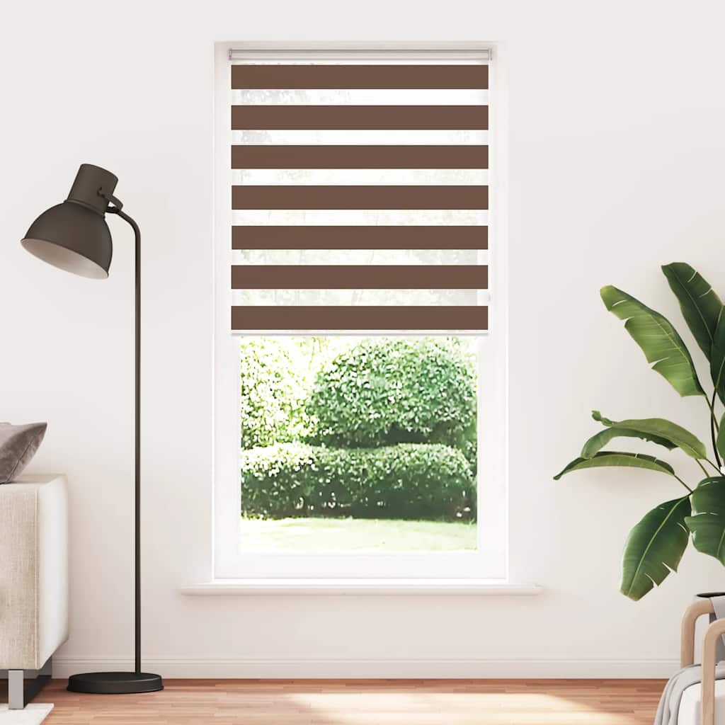 vidaXL Zebra Blind Brown 95x200 cm Fabric Width 90.9 cm Polyester