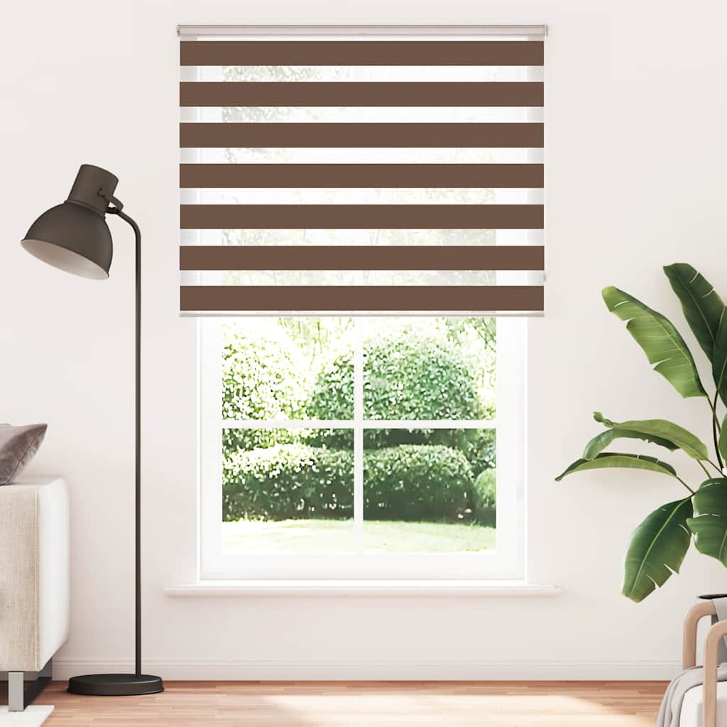 vidaXL Zebra Blind Brown 150x200 cm Fabric Width 145.9 cm Polyester