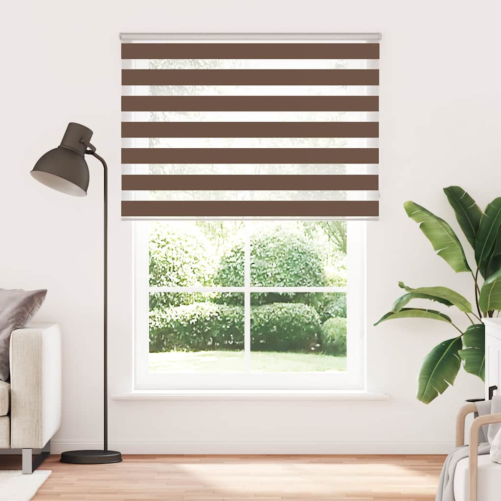 vidaXL Zebra Blind Brown 155x200 cm Fabric Width 150.9 cm Polyester