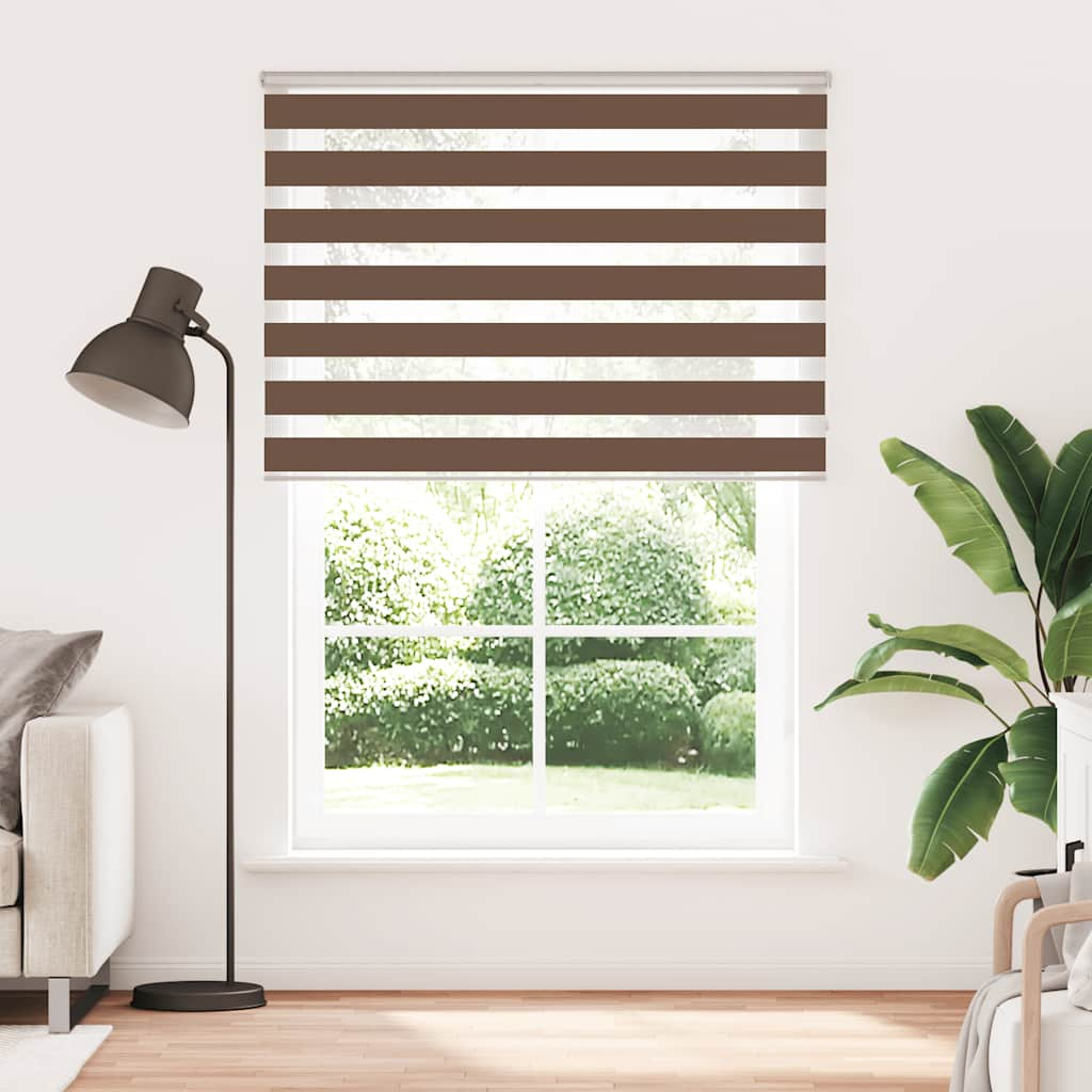 vidaXL Zebra Blind Brown 165x200 cm Fabric Width 160.9 cm Polyester