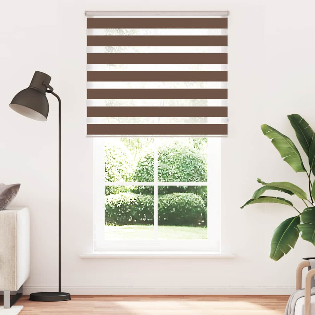 vidaXL Zebra Blind Brown 135x230 cm Fabric Width 130.9 cm Polyester