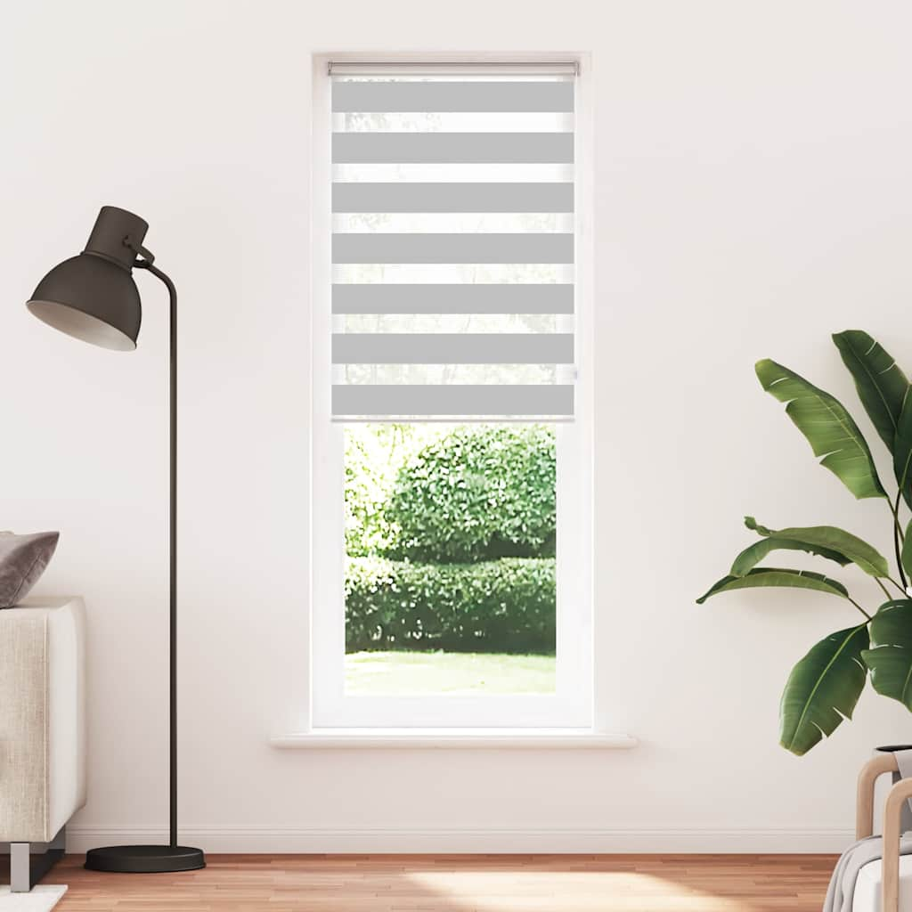 vidaXL Zebra Blind Light Grey 75x200 cm Fabric Width 70.9 cm Polyester