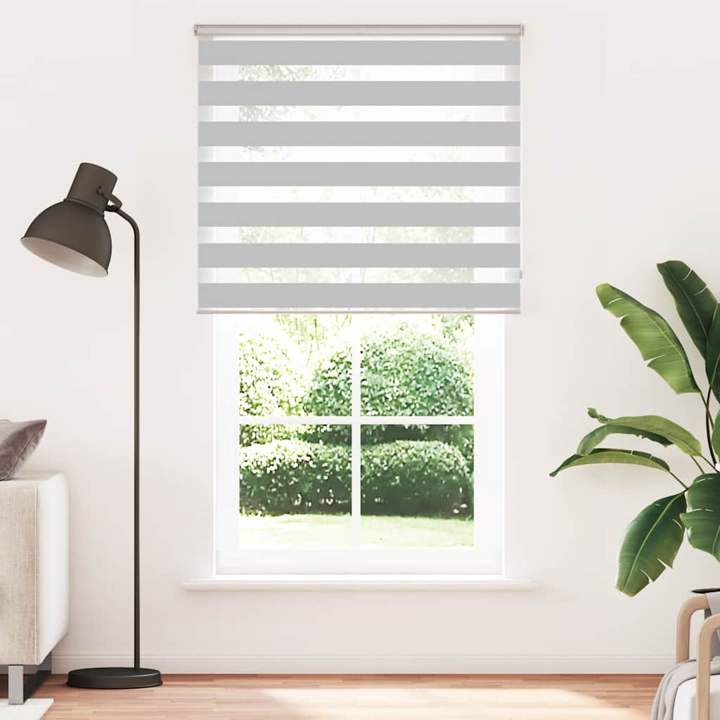 vidaXL Zebra Blind Light Grey 120x200 cm Fabric Width 115.9 cm Polyester