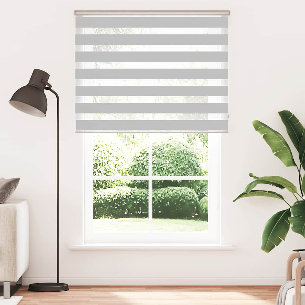 vidaXL Zebra Blind Light Grey 145x200 cm Fabric Width 140.9 cm Polyester