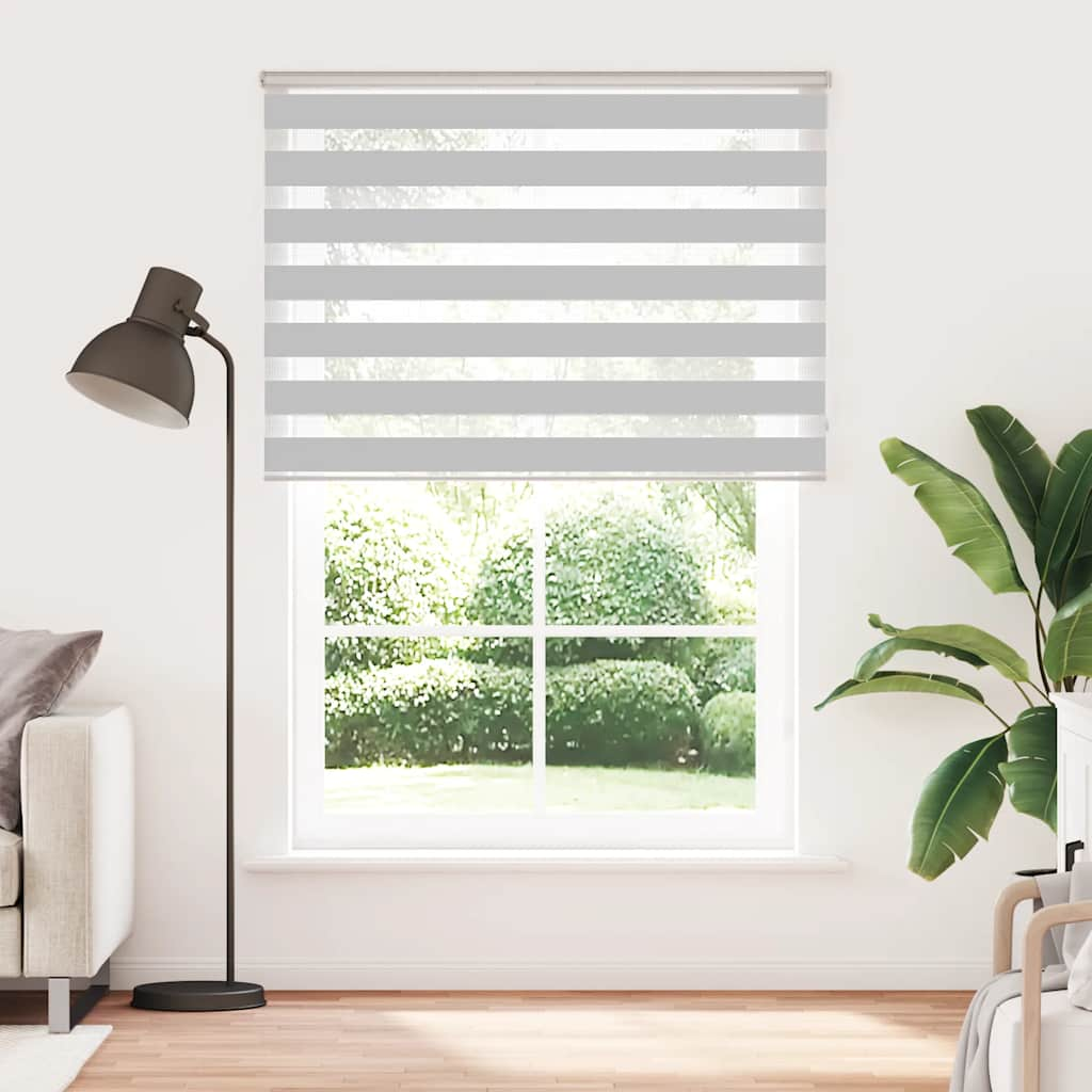 vidaXL Zebra Blind Light Grey 160x200 cm Fabric Width 155.9 cm Polyester