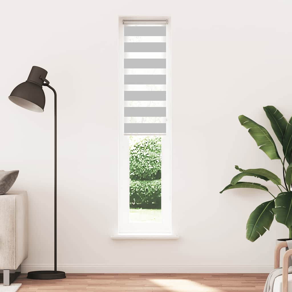 vidaXL Zebra Blind Light Grey 40x230 cm Fabric Width 35.9 cm Polyester