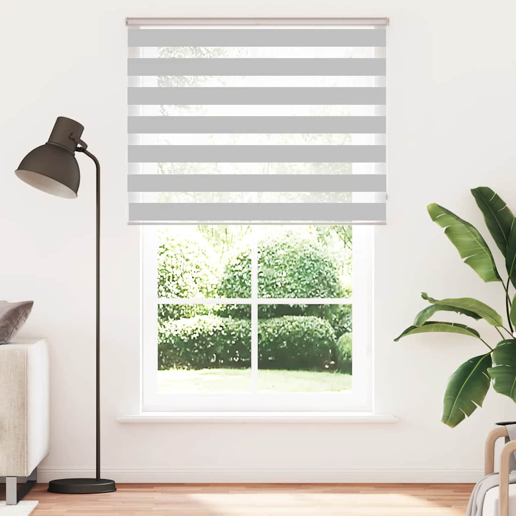 vidaXL Zebra Blind Light Grey 150x230 cm Fabric Width 145.9 cm Polyester