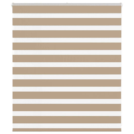 vidaXL Zebra Blind Sand Brown 130x100 cm Fabric Width 125.9 cm Polyester