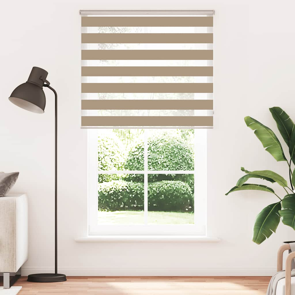 vidaXL Zebra Blind Sand Brown 130x230 cm Fabric Width 125.9 cm Polyester