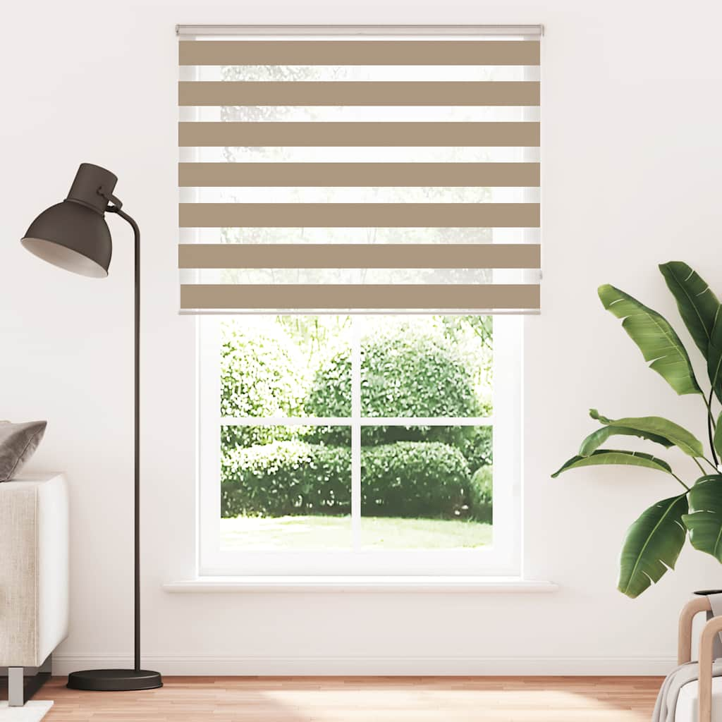 vidaXL Zebra Blind Sand Brown 140x230 cm Fabric Width 135.9 cm Polyester