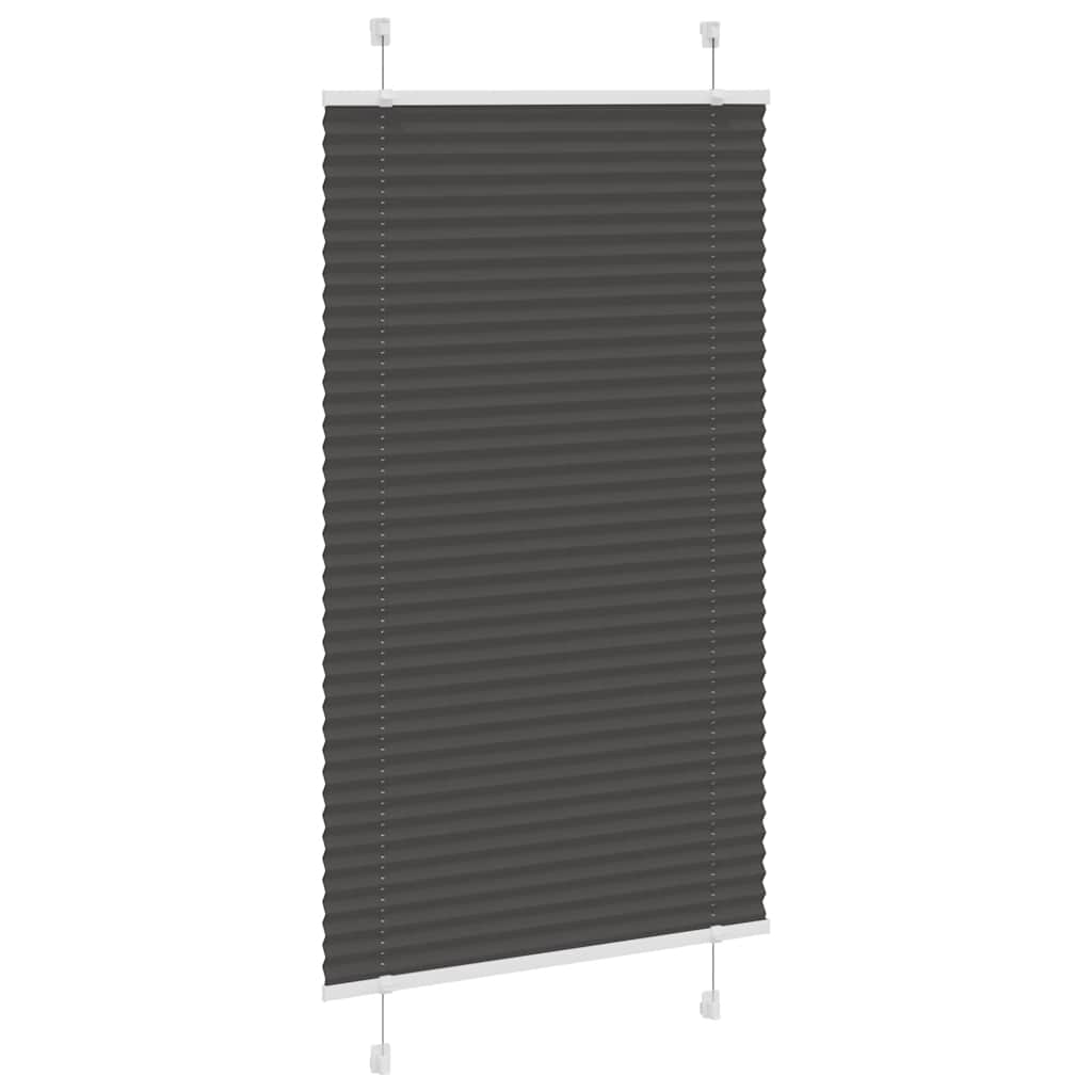 Pleated Blind Black 80x150 cm Fabric Width 79.4 cm Polyester