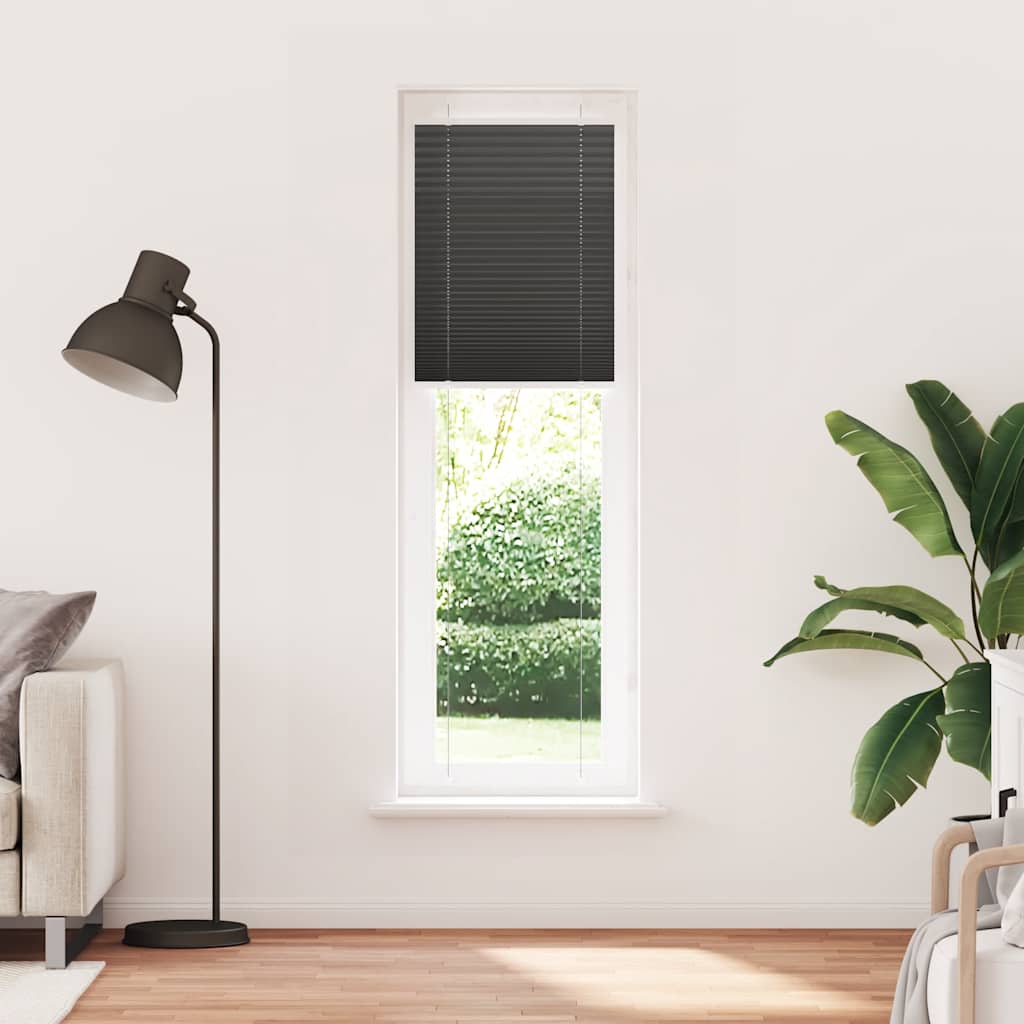 Pleated Blind Black 60x200 cm Fabric Width 59.4 cm Polyester