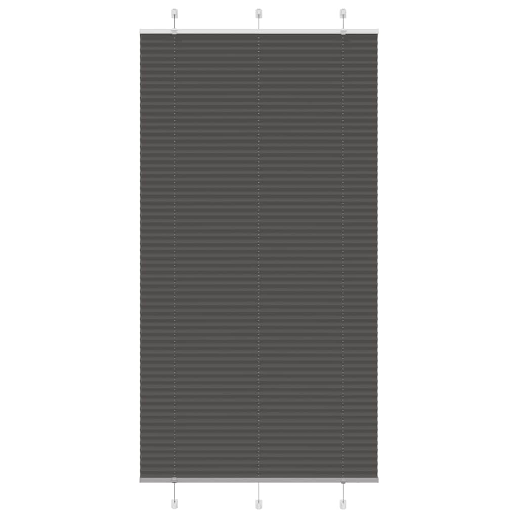 Pleated Blind Black 110x200 cm Fabric Width 109.4 cm Polyester