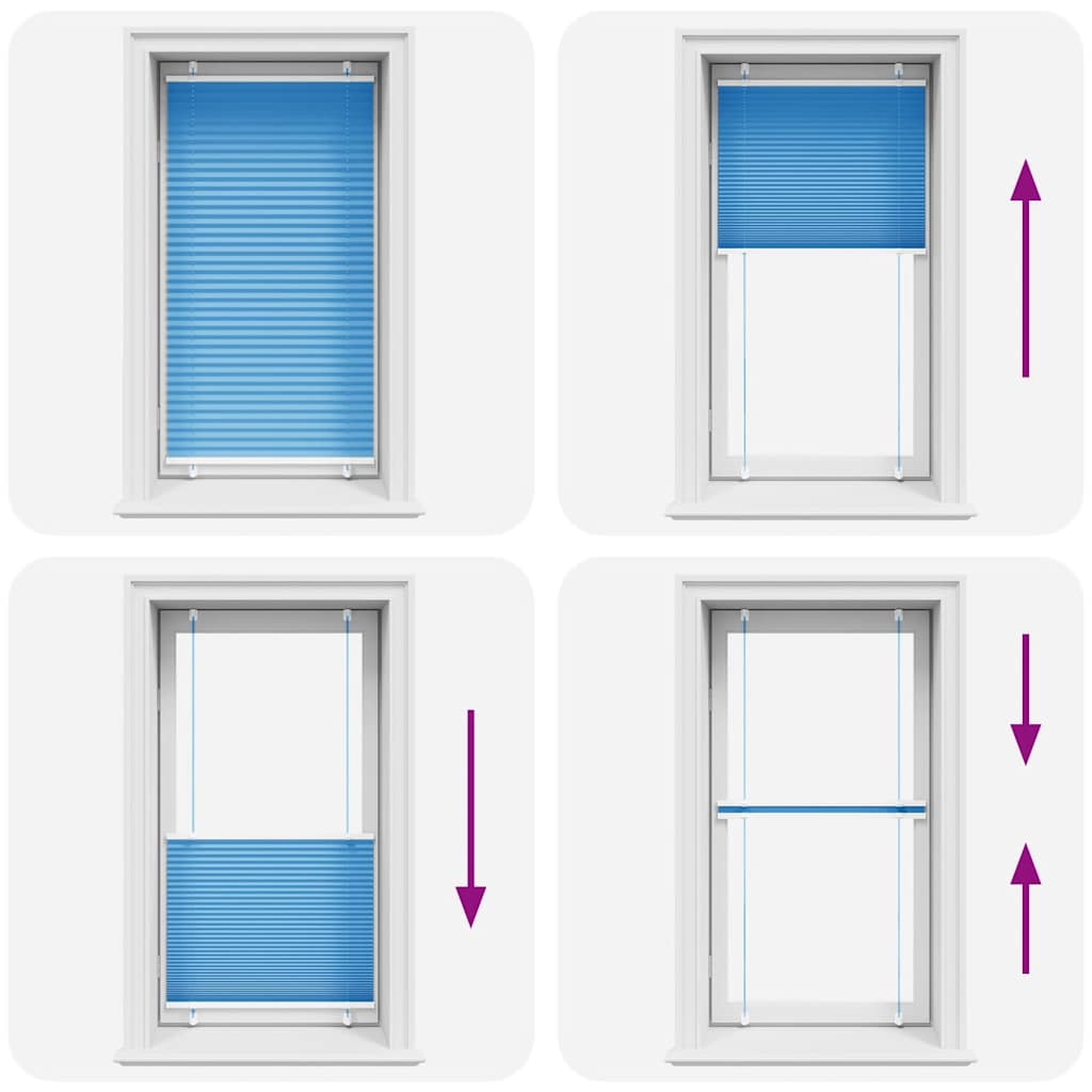 Pleated Blind Blue 75x150 cm Fabric Width 74.4 cm Polyester