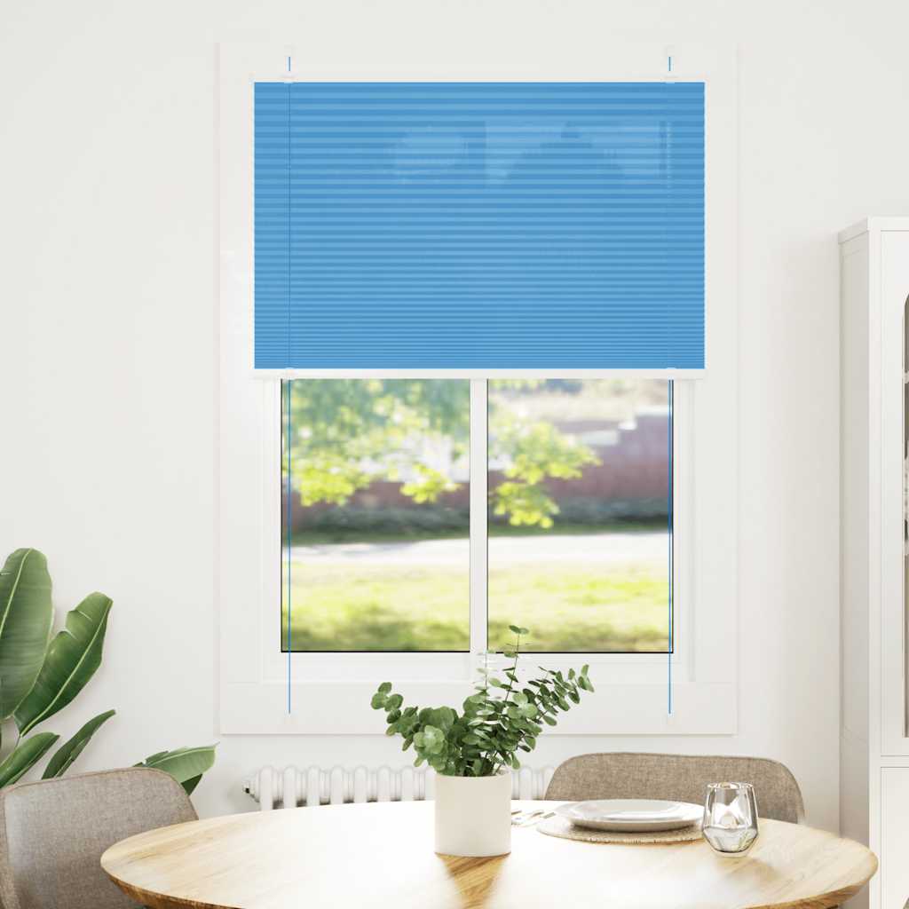 Pleated Blind Blue 90x150 cm Fabric Width 89.4 cm Polyester