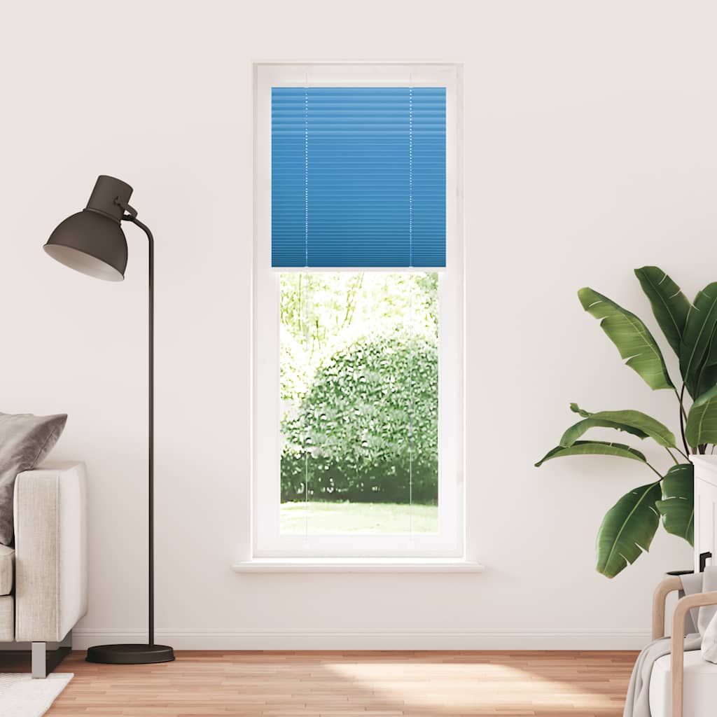 Pleated Blind Blue 75x200 cm Fabric Width 74.4 cm Polyester