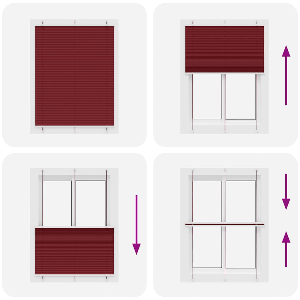 Pleated Blind Bordeaux Red 105x100 cm Fabric Width 104.4 cm Polyester