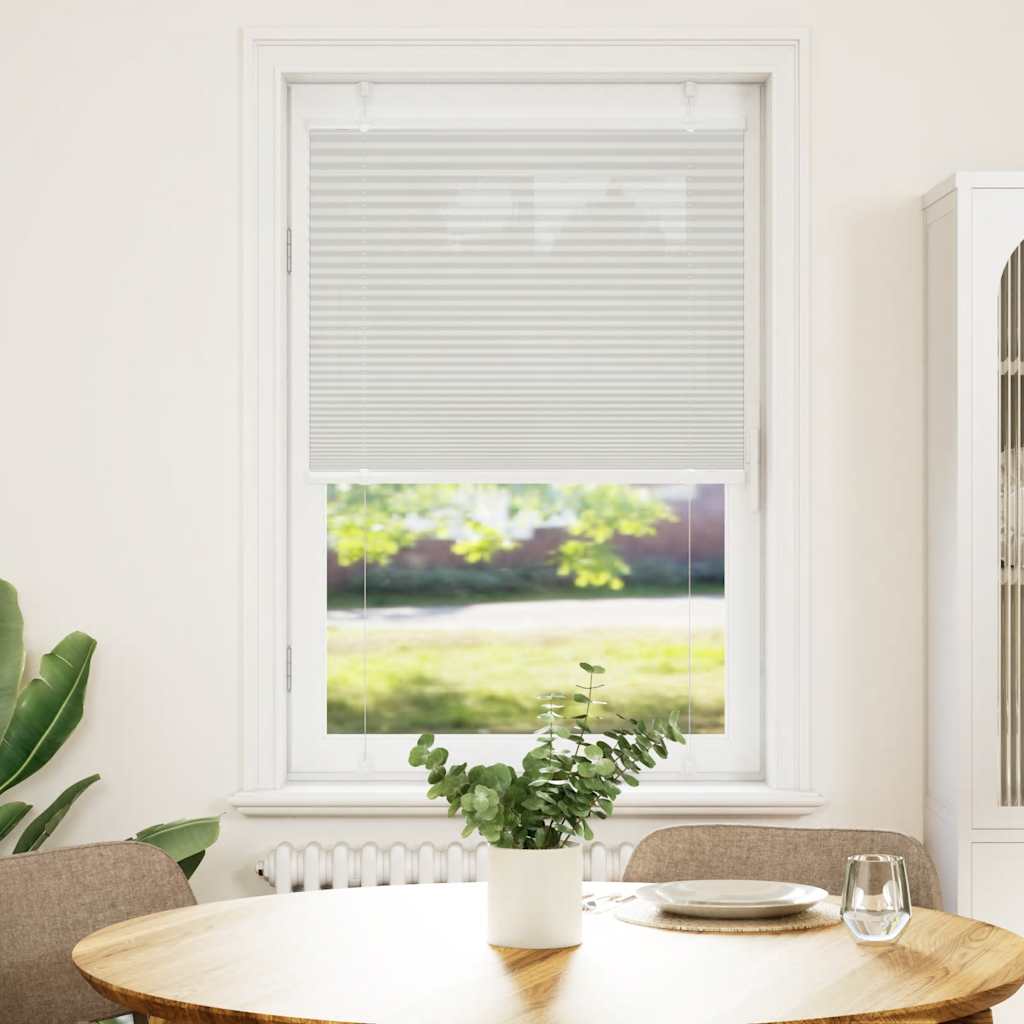Pleated Blind Light Grey 75x100 cm Fabric Width 74.4 cm Polyester