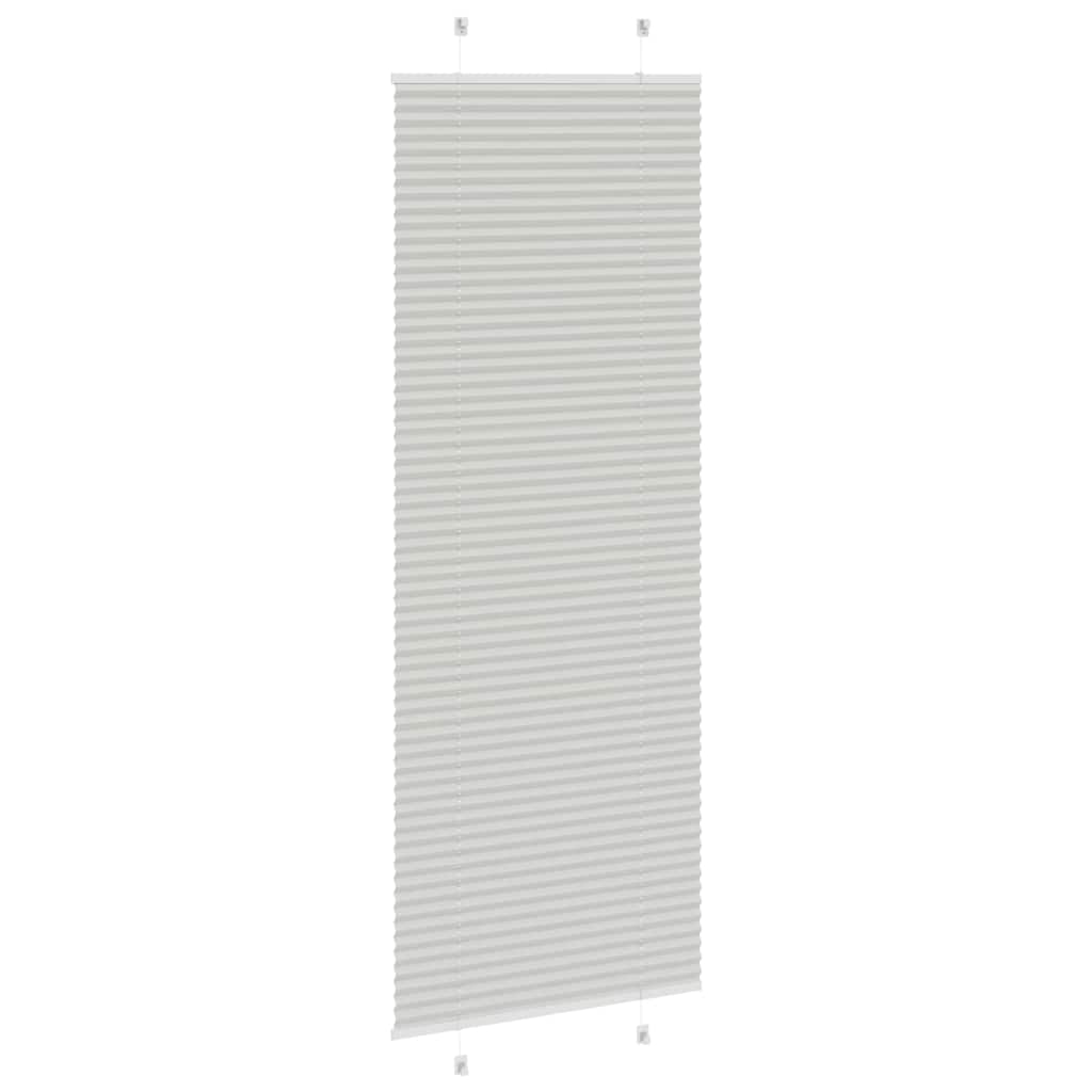 Pleated Blind Light Grey 75x200 cm Fabric Width 74.4 cm Polyester