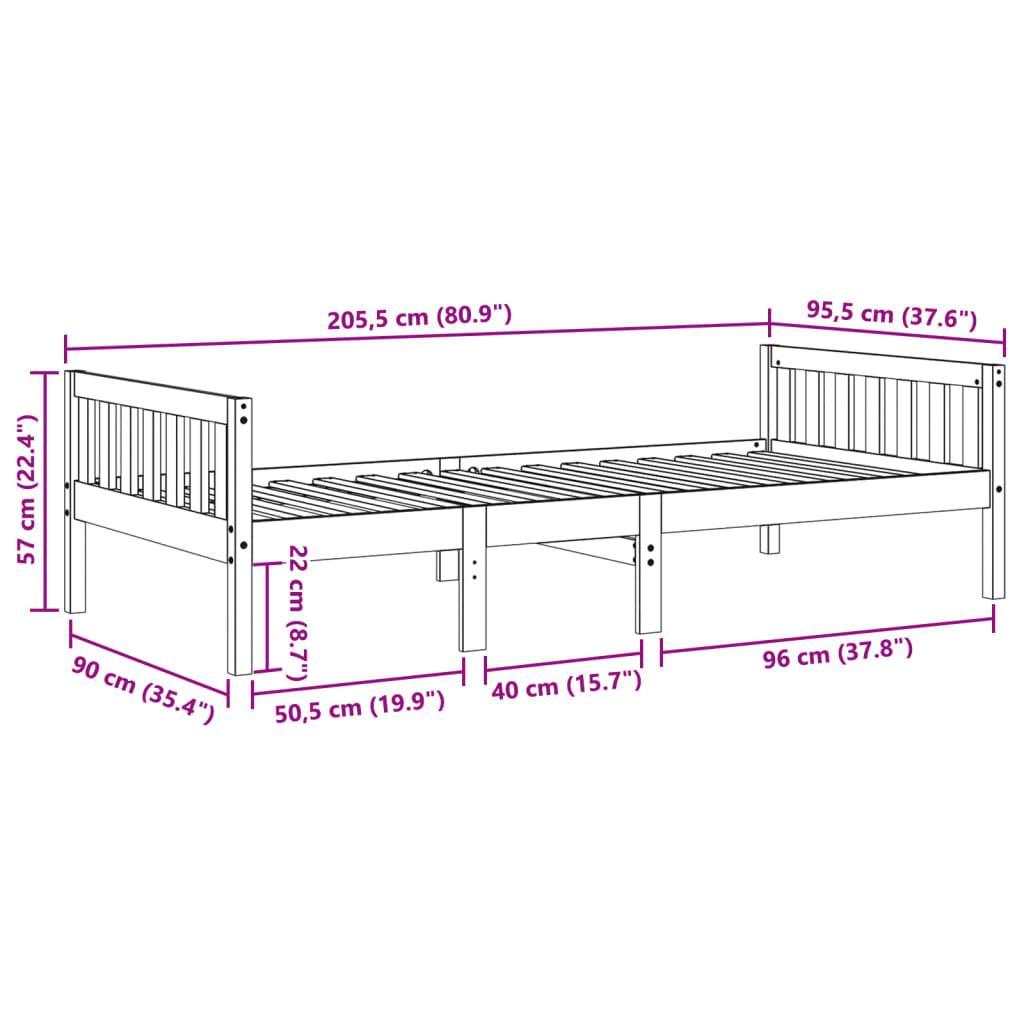 Children's Bed without Mattress 90x200 cm Solid Wood Pine