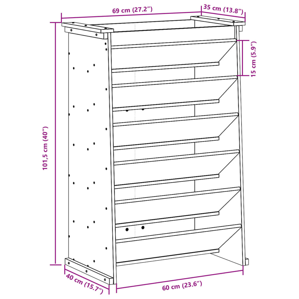 vidaXL Herb Planter 6-Tier 69x40x101.5 cm Solid Wood Douglas