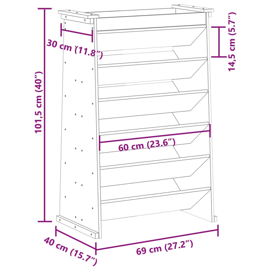 vidaXL Herb Planter 6-Tier 69x40x101.5 cm Solid Wood Pine