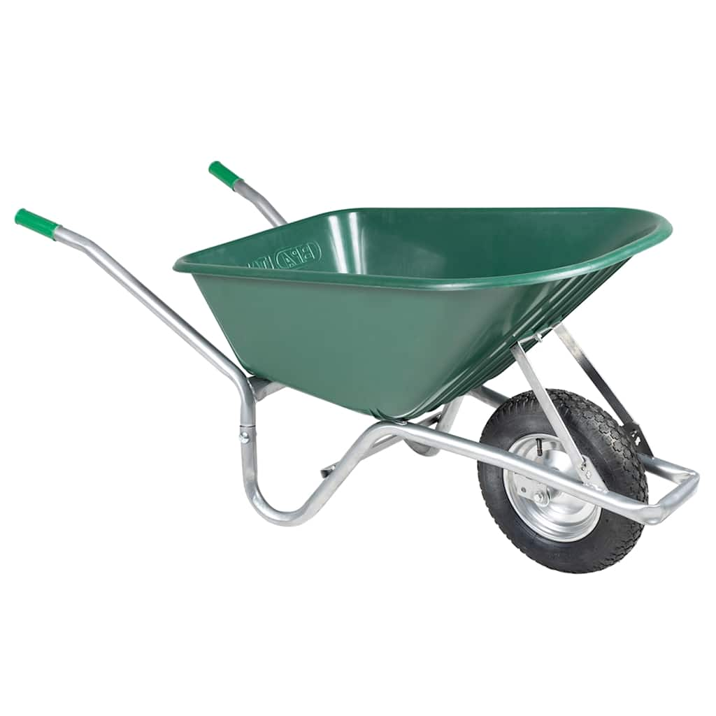 vidaXL Wheelbarrow Green 90 L 150 kg Galvanised Steel and Plastic