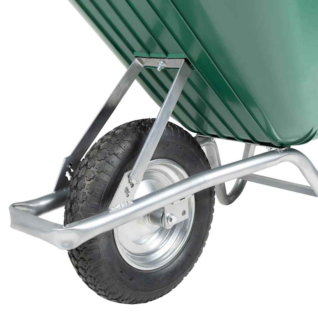 vidaXL Wheelbarrow Green 90 L 150 kg Galvanised Steel and Plastic