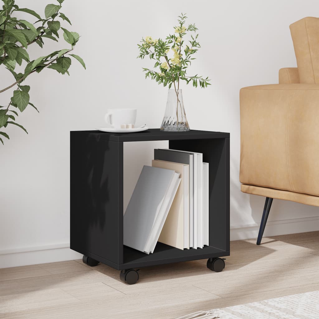 vidaXL Rolling Cabinet Black 37x33x42.5 cm Engineered Wood