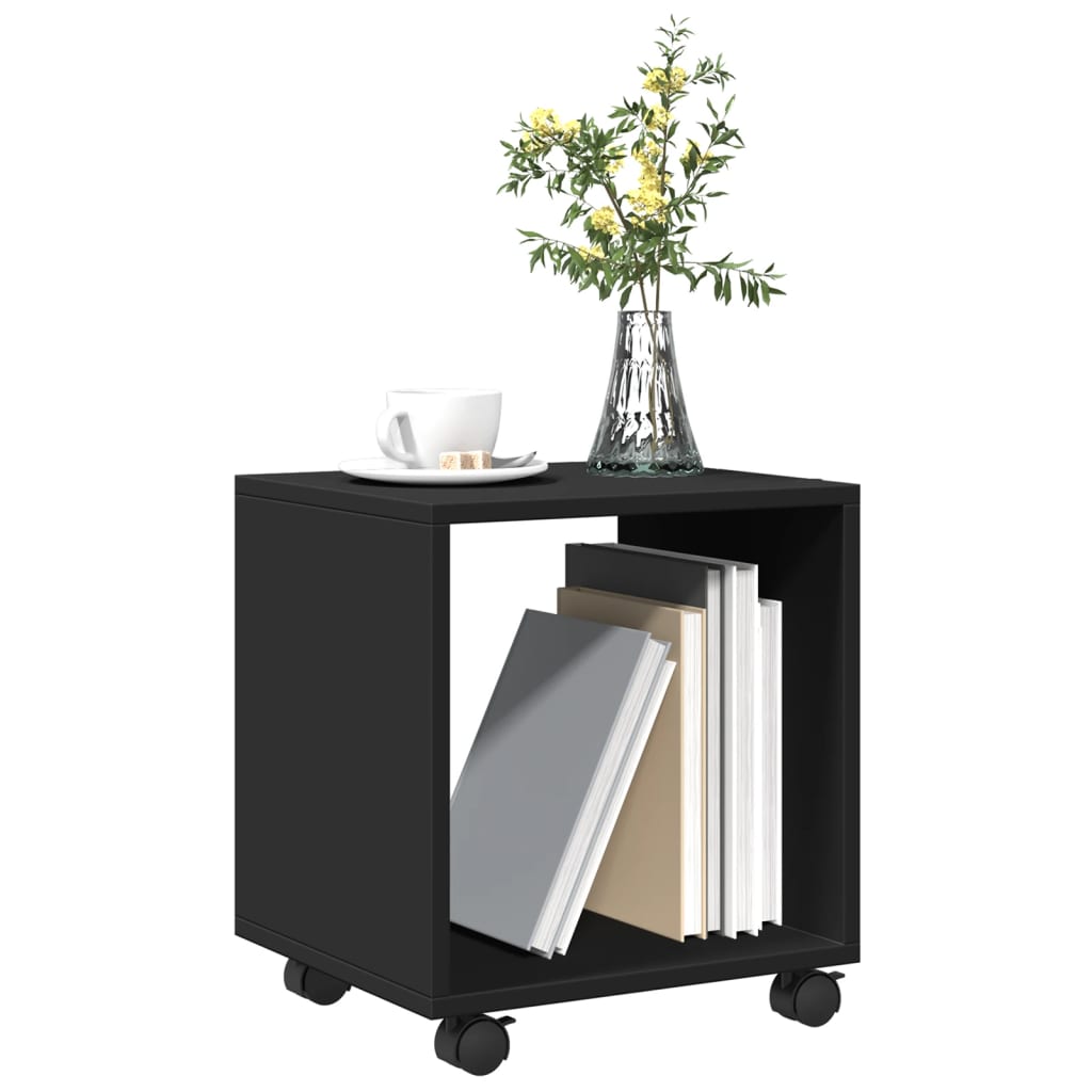 vidaXL Rolling Cabinet Black 37x33x42.5 cm Engineered Wood