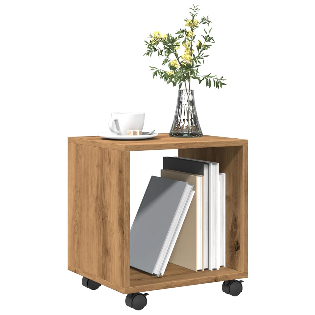 vidaXL Rolling Cabinet Artisian Oak 37x33x42.5 cm Engineered Wood