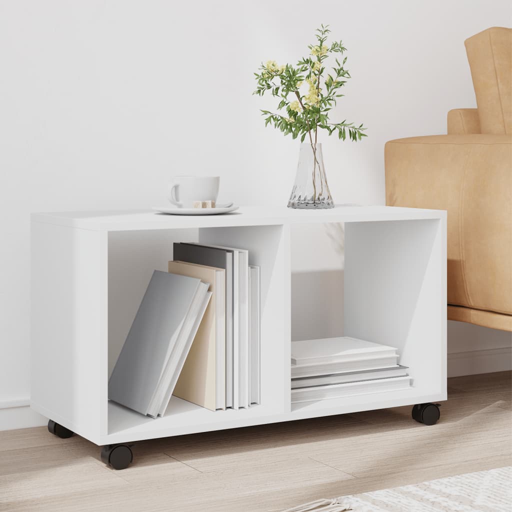 Rolling Cabinet White 72x33x42,5 cm Engineered Wood