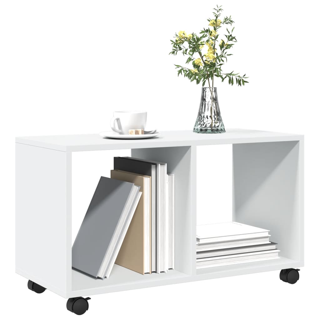Rolling Cabinet White 72x33x42,5 cm Engineered Wood