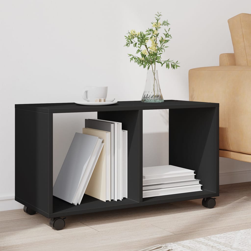 vidaXL Rolling Cabinet Black 72x33x42.5 cm Engineered Wood