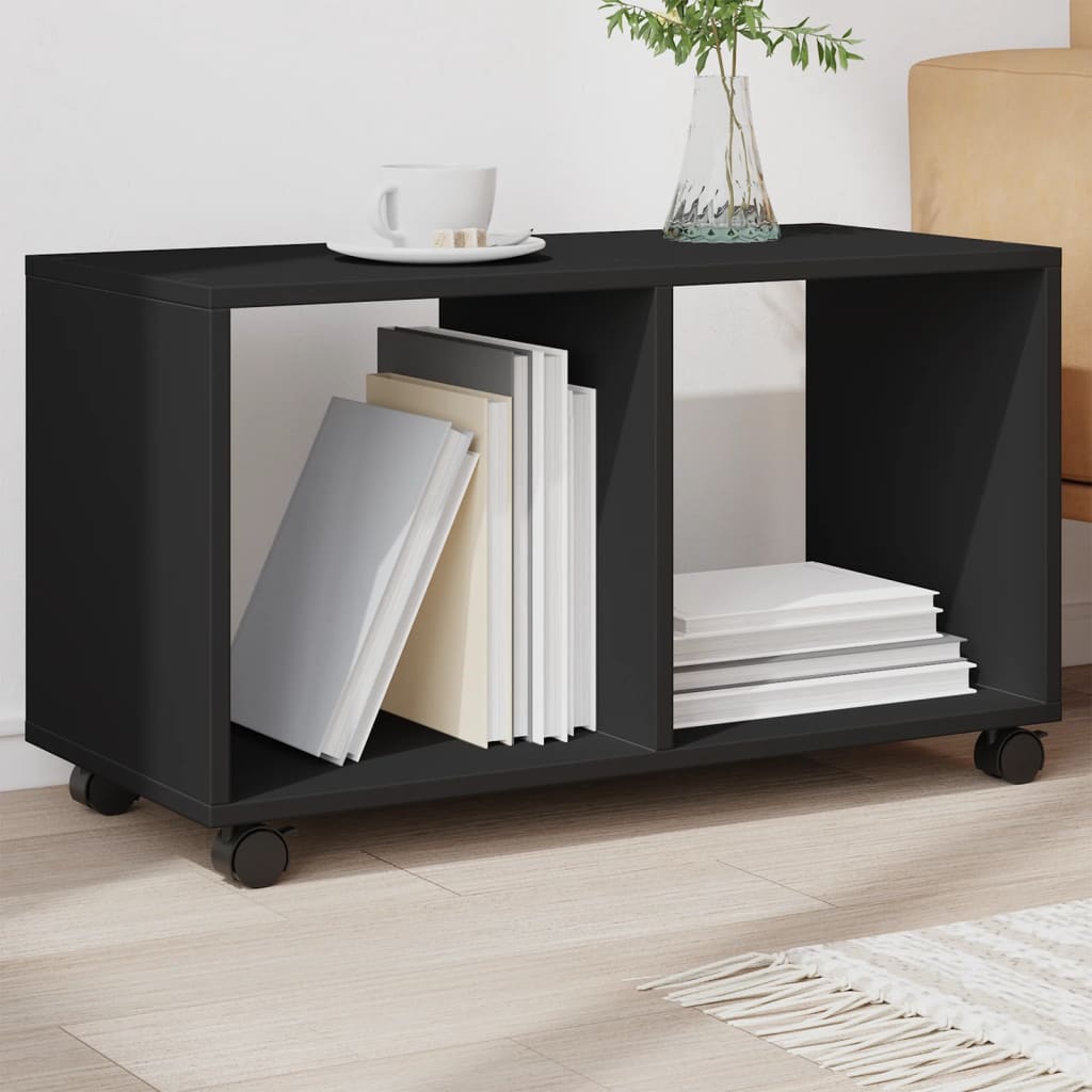 vidaXL Rolling Cabinet Black 72x33x42.5 cm Engineered Wood