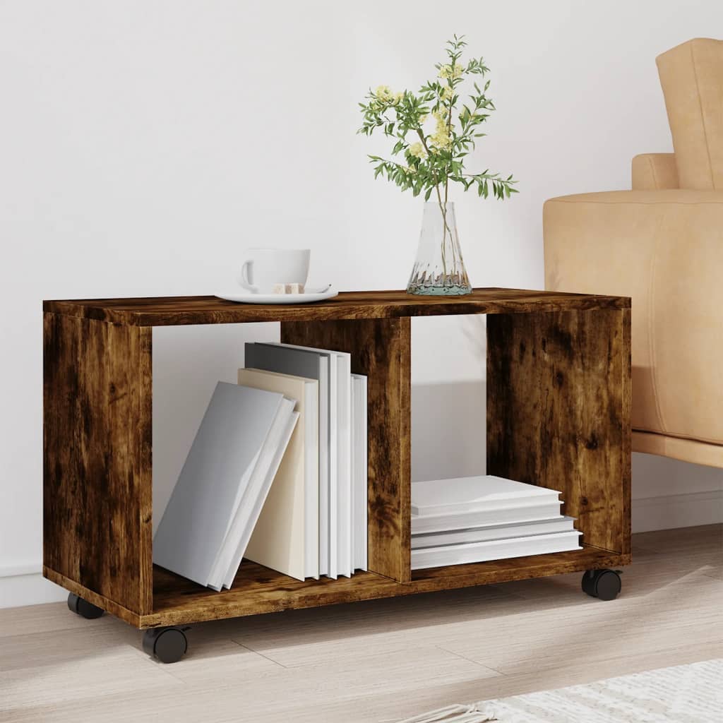 Rolling Cabinet Smoked Oak 72x33x42,5 cm Engineered Wood