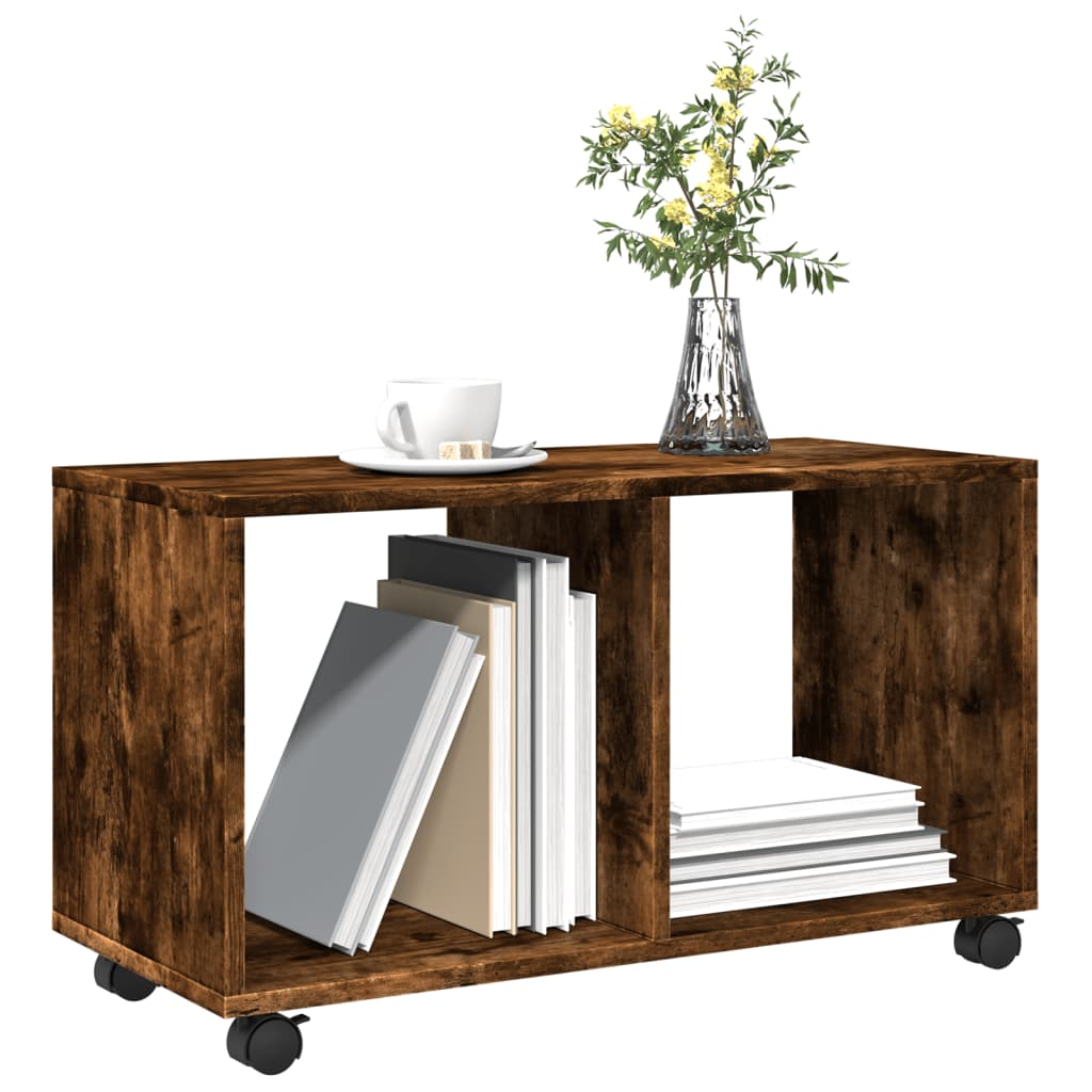 Rolling Cabinet Smoked Oak 72x33x42,5 cm Engineered Wood