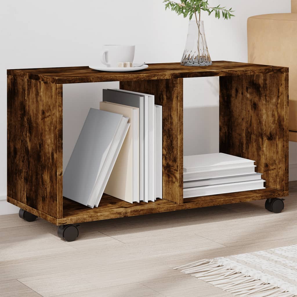 Rolling Cabinet Smoked Oak 72x33x42,5 cm Engineered Wood