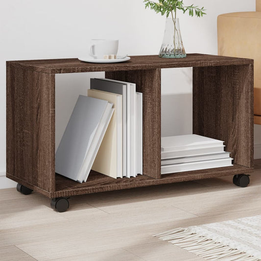 Rolling Cabinet Brown Oak 72x33x42,5 cm Engineered Wood